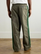 adidas Originals - Brain Dead Wide-Leg Logo-Flocked Striped Shell Track Pants - Green