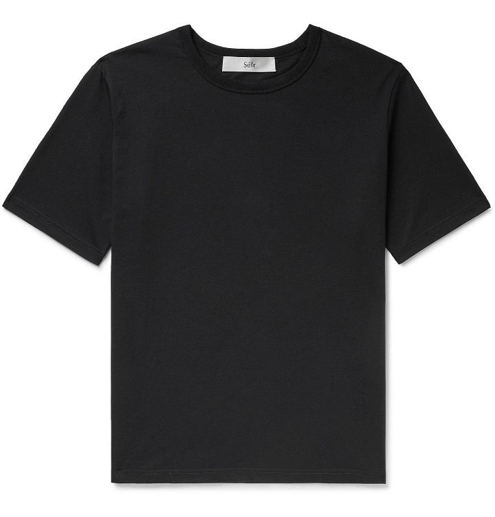 Photo: SÉFR - Luca Cotton-Blend Jersey T-shirt - Black