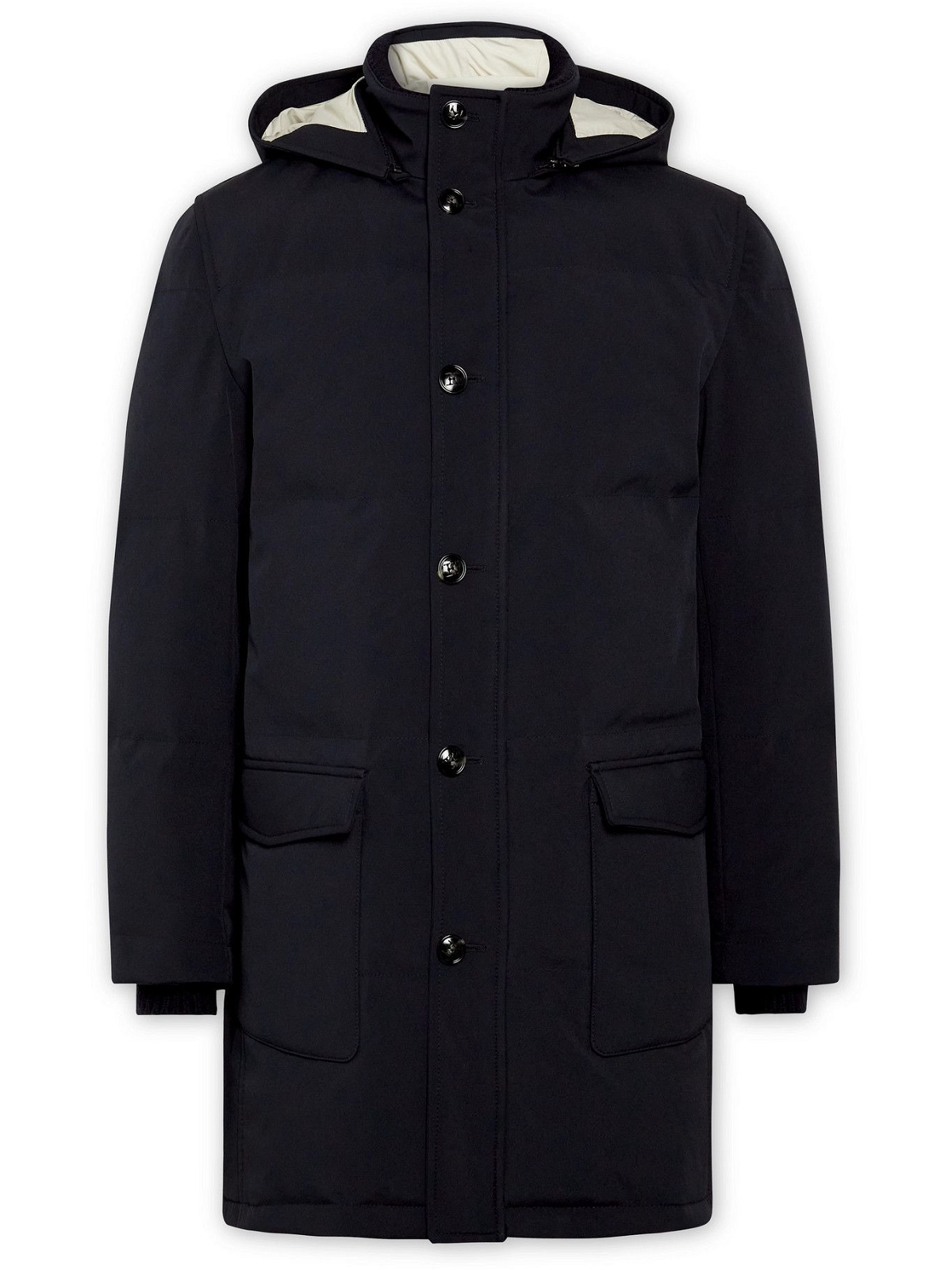 Photo: Kiton - Quilted Shell Hooded Down Parka - Blue