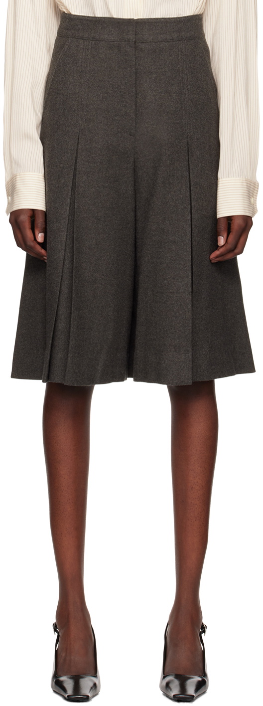 Recto Gray Inverted Box Pleat Shorts