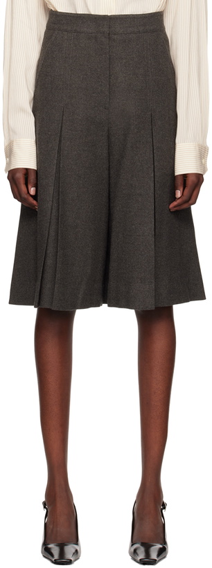 Photo: Recto Gray Inverted Box Pleat Shorts