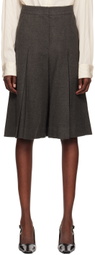 Recto Gray Inverted Box Pleat Shorts