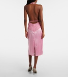 Gucci Lace-trimmed silk satin midi dress
