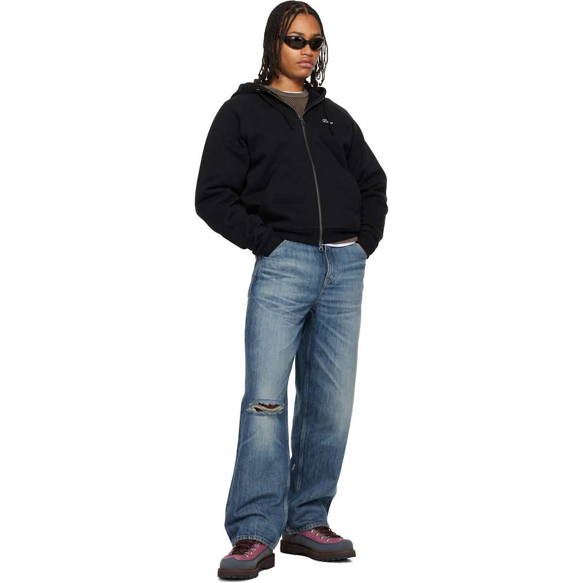 Dime Black Cursive Small Logo Zip Hoodie