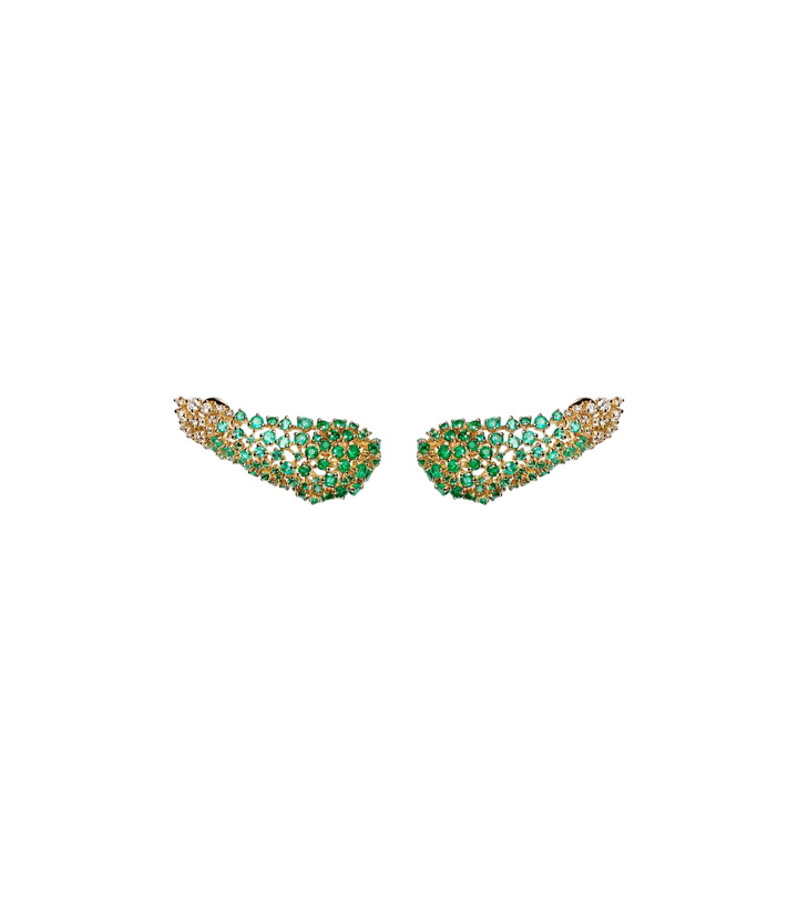 Photo: Ananya Scatter 18kt gold earrings with emeralds and diamonds