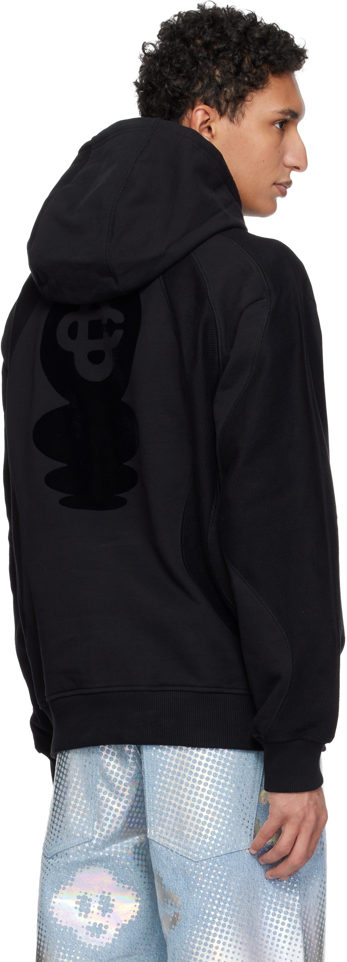 Casablanca Black Squash Logo Flock Print Hoodie