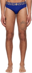 Versace Underwear Blue Greca Border Swim Briefs