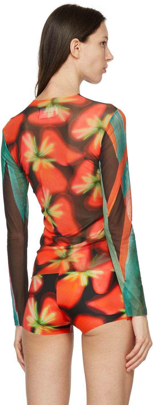Louisa Ballou Multicolor Long Sleeve Mesh Top