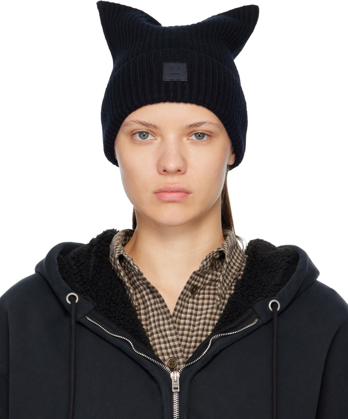 Photo: Acne Studios Black Face Logo Square Beanie