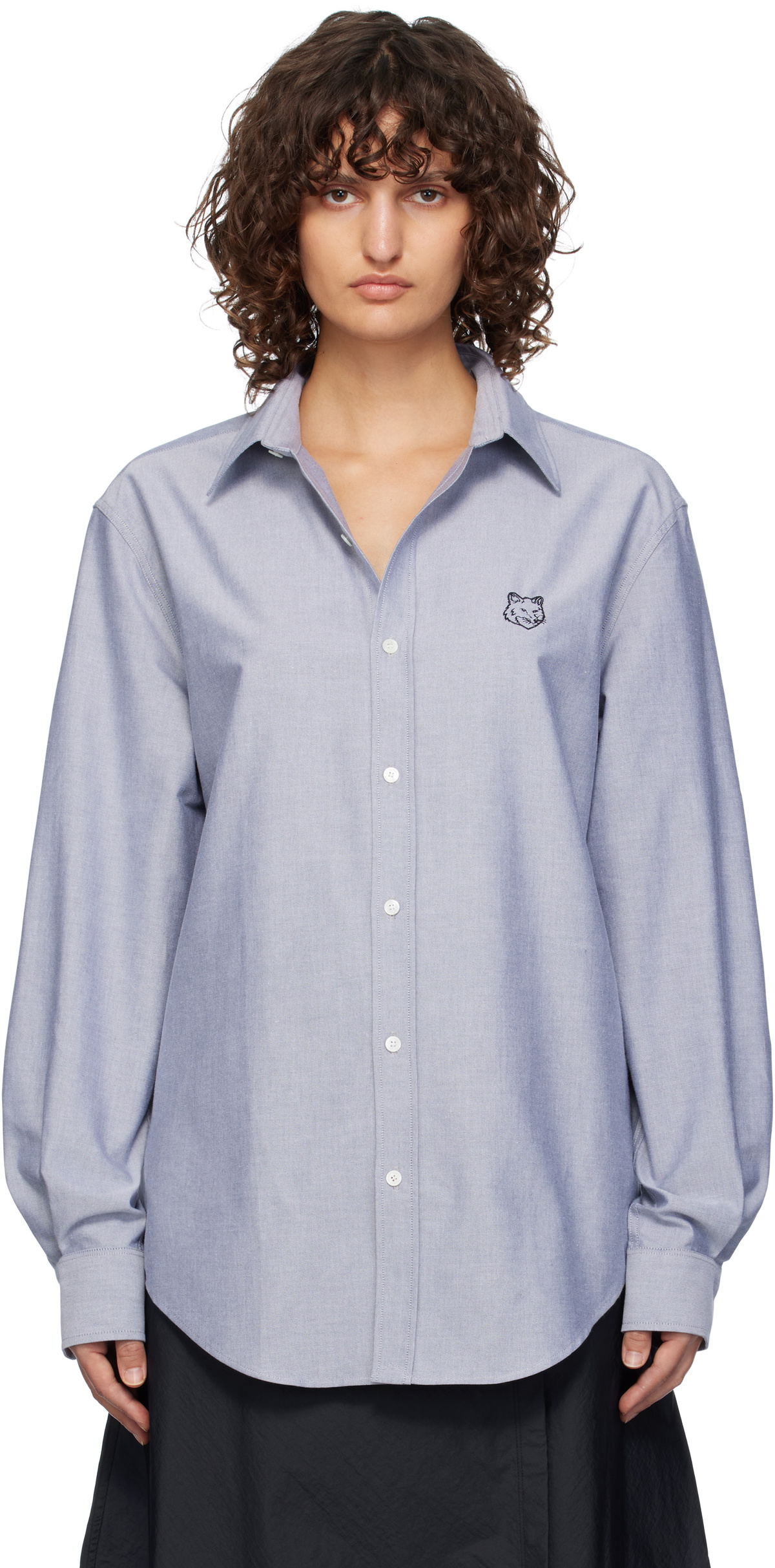 Maison Kitsuné Blue Contour Fox Head Skate Shirt Maison Kitsune