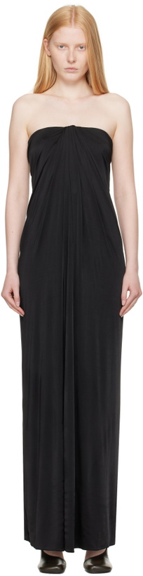 Photo: Ferragamo Black Sleeveless Gathered Maxi Dress