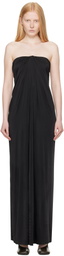 Ferragamo Black Sleeveless Gathered Maxi Dress