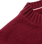 Moncler - Intarsia Wool-Blend Sweater - Men - Burgundy