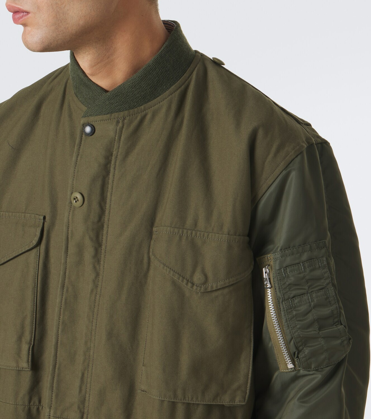 Junya Watanabe Paneled cotton and technical bomber jacket