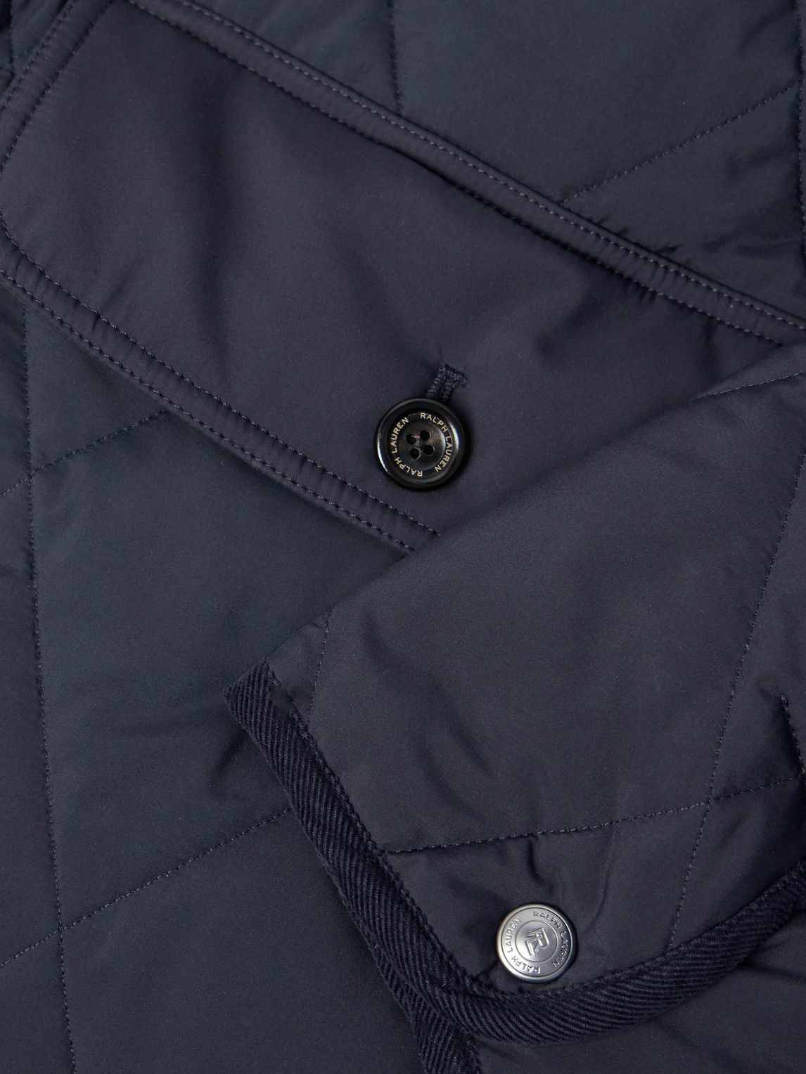 Ralph Lauren Purple label - Carleton Corduroy and Suede-Trimmed Quilted Shell Down Jacket - Blue