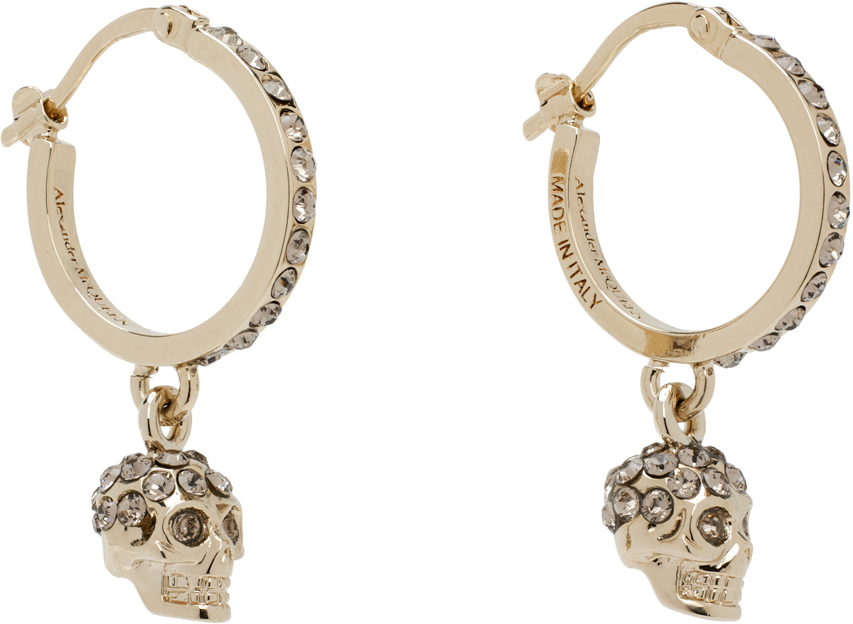 McQueen Gold Skull Mini Creole Hoop Earrings