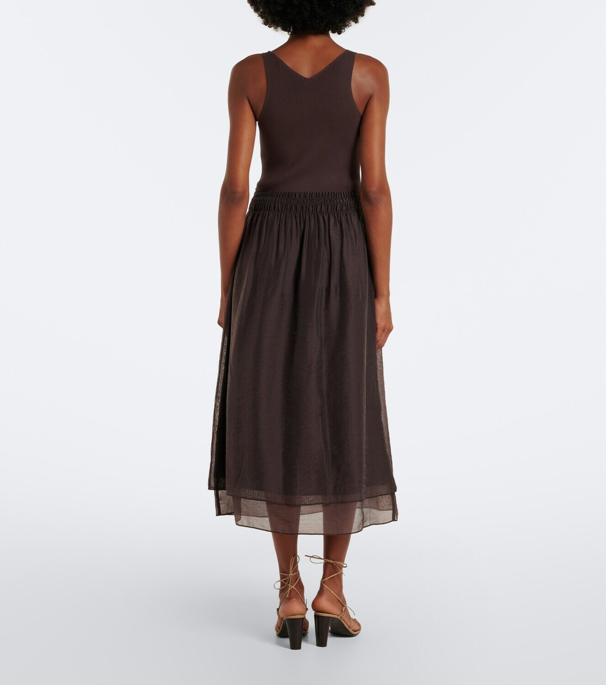 Vince Shirred rIbbed-knit midi dress