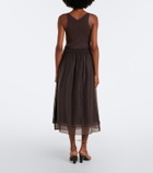 Vince Shirred rIbbed-knit midi dress