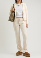 Juicy Couture Del Ray Logo Velour Sweatpants Cream