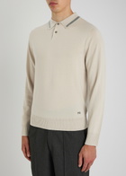 PS Paul Smith Logo-embroidered Wool Polo Shirt Ecru