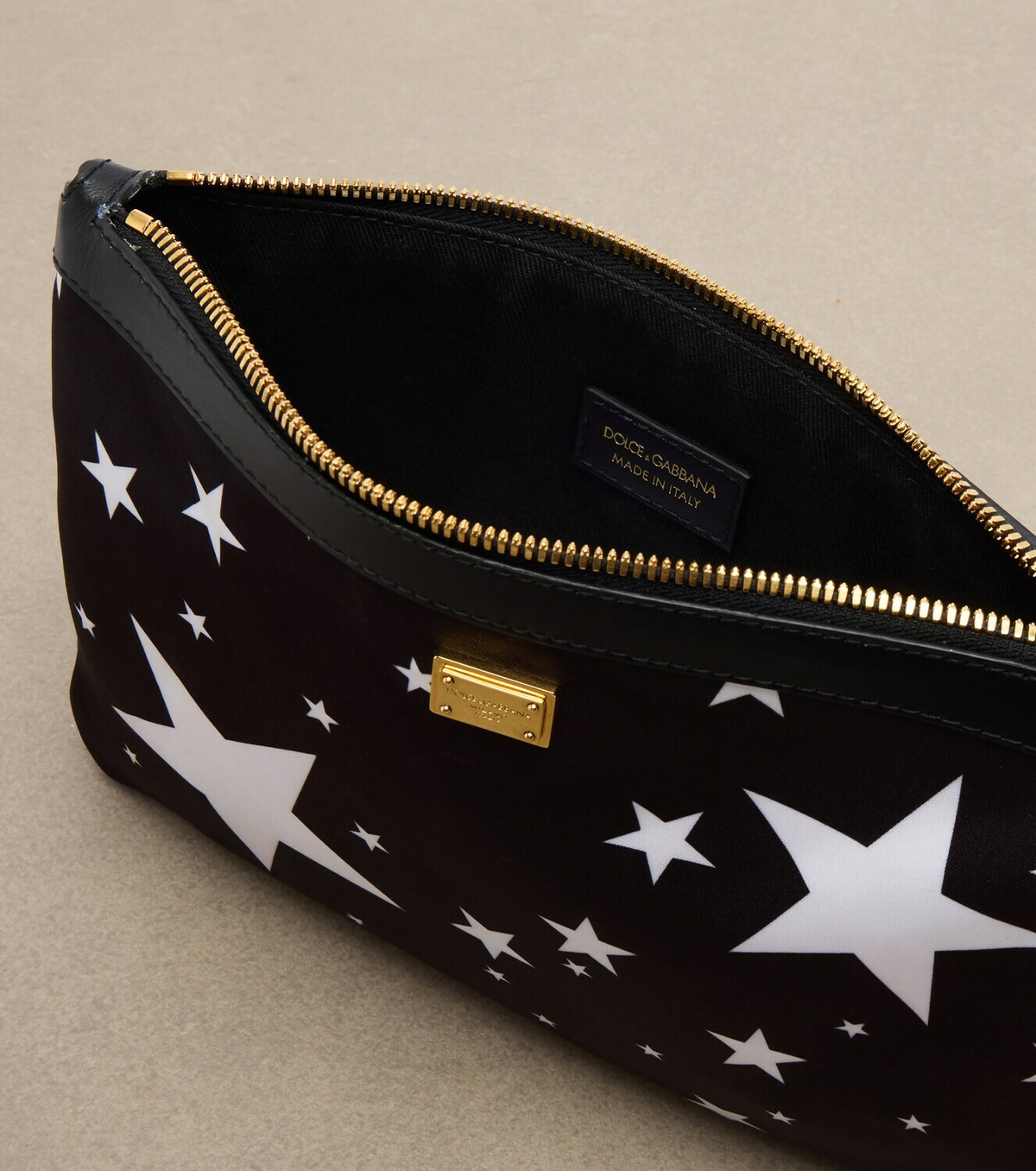 Dolce&Gabbana Printed leather-trimmed satin pouch