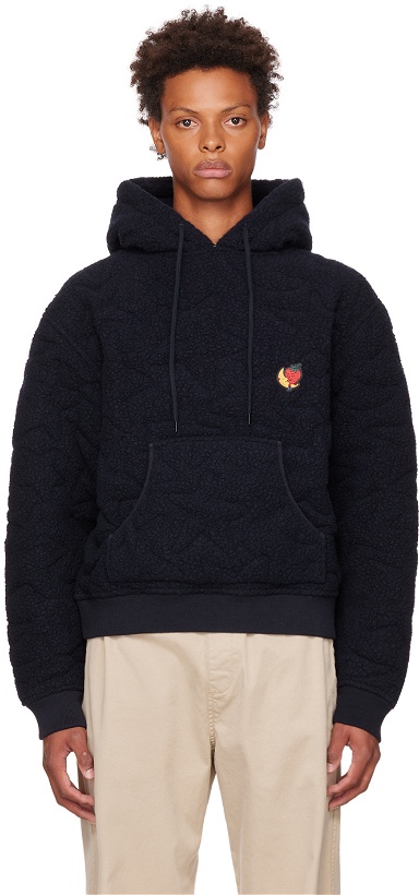 Photo: Sky High Farm Workwear Navy Quilted Hoodie