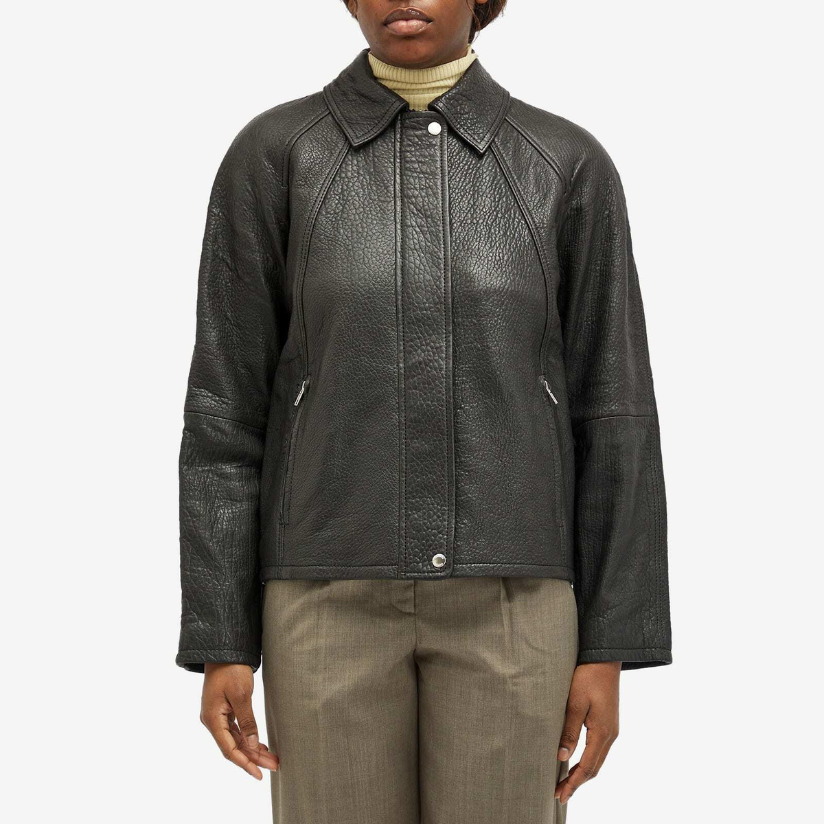 Samsøe Samsøe Women's Sanok Leather Jacket in Black Samsøe