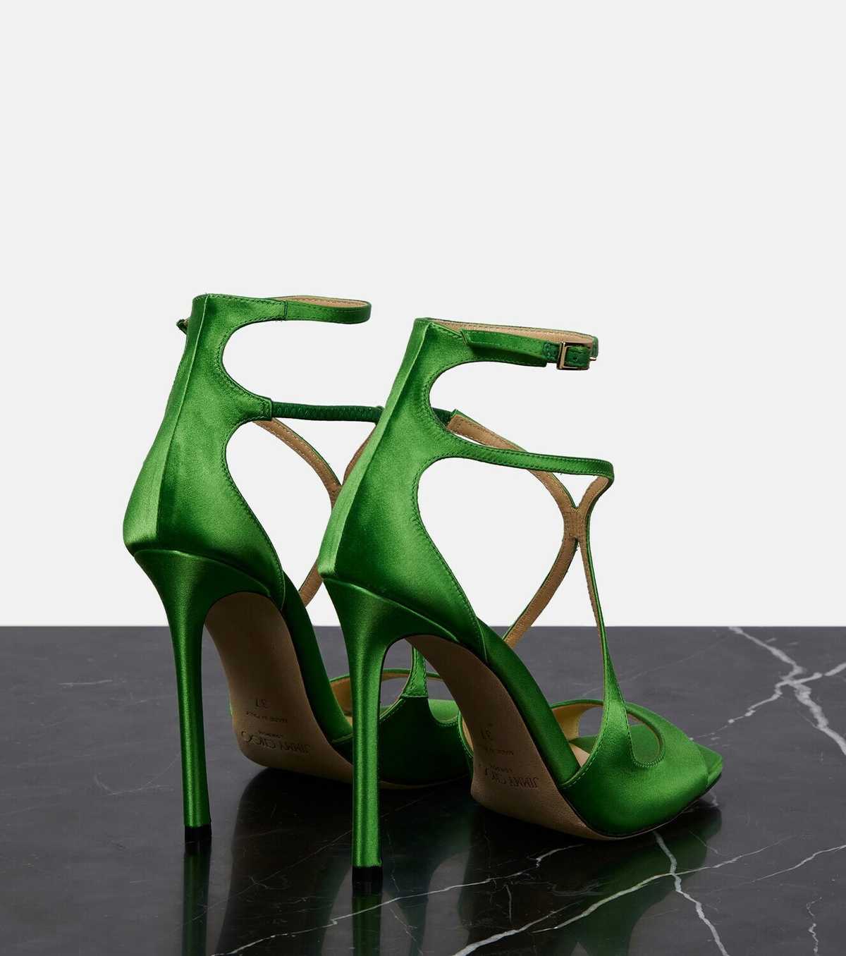 HIGH-CLASS グリーン　美品 Jimmy Choo Azia 110 satin sandals Jimmy Choo