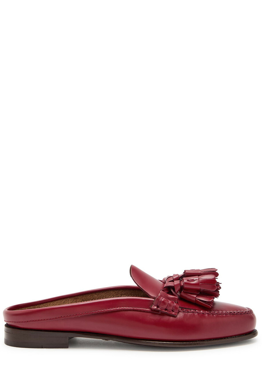 Hereu Borlada Tassled Leather Mule Loafers Red