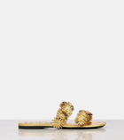 Loewe Petal Flower metallic leather sandals