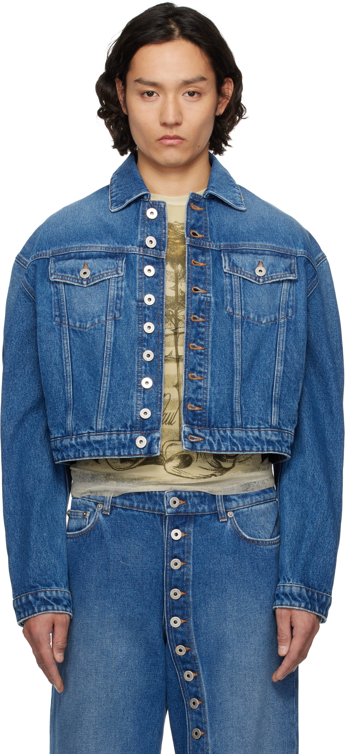 Jean Paul Gaultier Blue 'The Buttoned Denim' Jeans Jean Paul Jean Paul Gaultier Blue 'The Buttoned Denim' Jeans Jean Paul