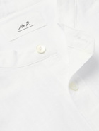 Mr P. - Grandad-Collar Organic Cotton and Linen-Blend Seersucker Shirt - White