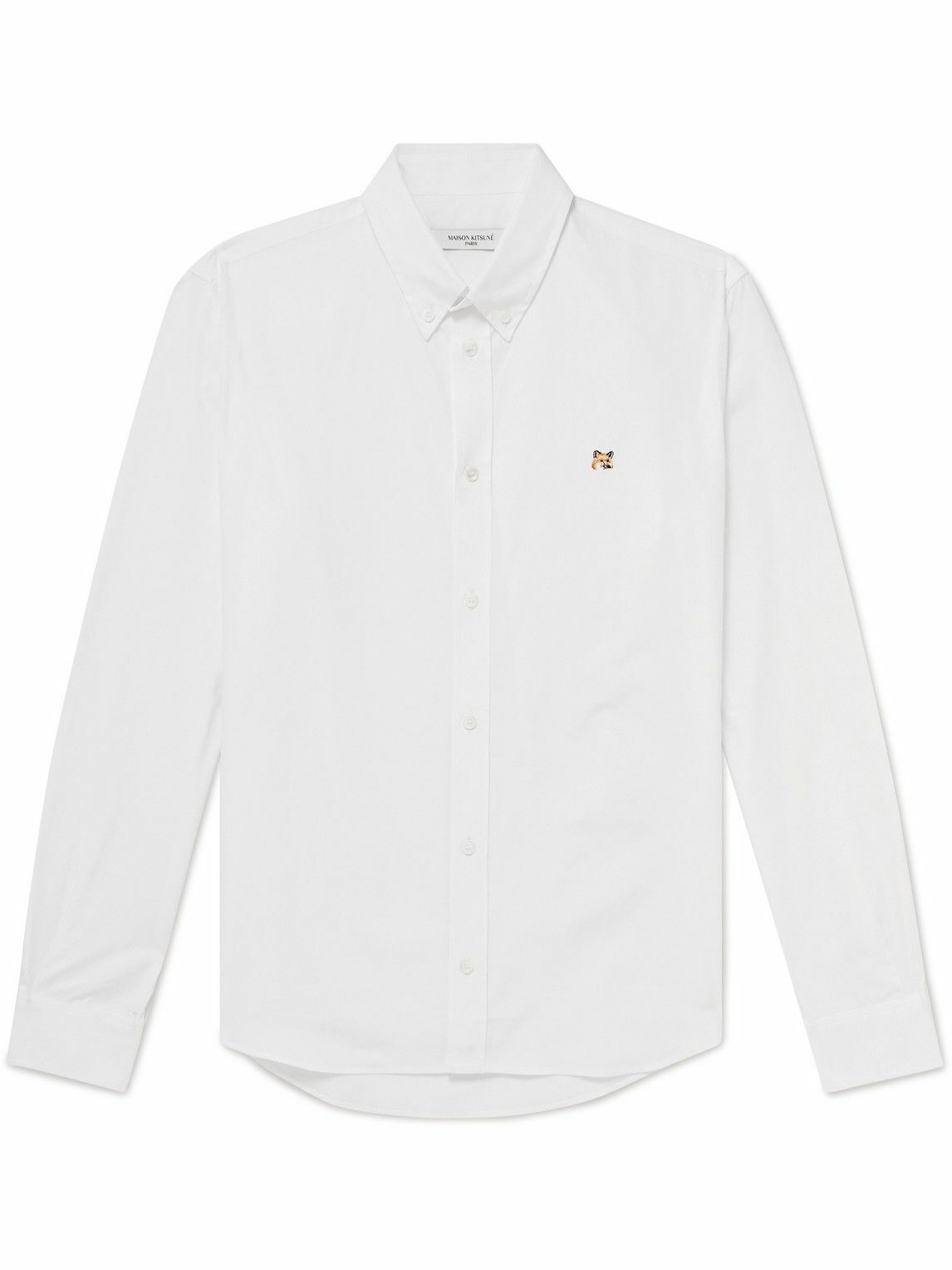 Maison Kitsuné Men's Fox Head Embroidery Classic Shirt in Light
