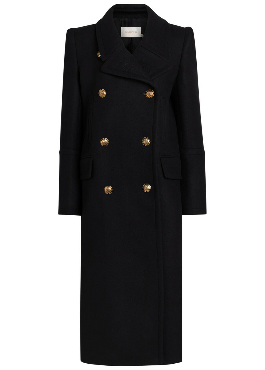 Zimmermann Hypnotic Double-breasted Wool-blend Coat Black