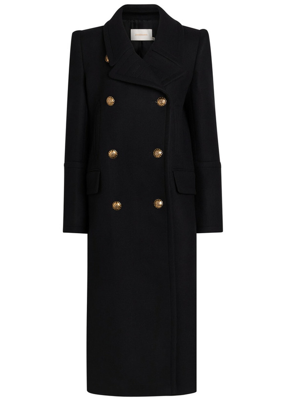 Photo: Zimmermann Hypnotic Double-breasted Wool-blend Coat Black