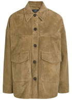 Arma Kaylee Panelled Suede Overshirt Olive