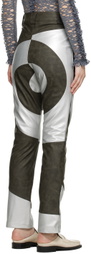 BARRAGÁN Brown & Silver Cosmic Spiral Faux-Leather Trousers