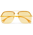 Fendi - Aviator-Style Gold-Tone and Acetate Sunglasses - Yellow