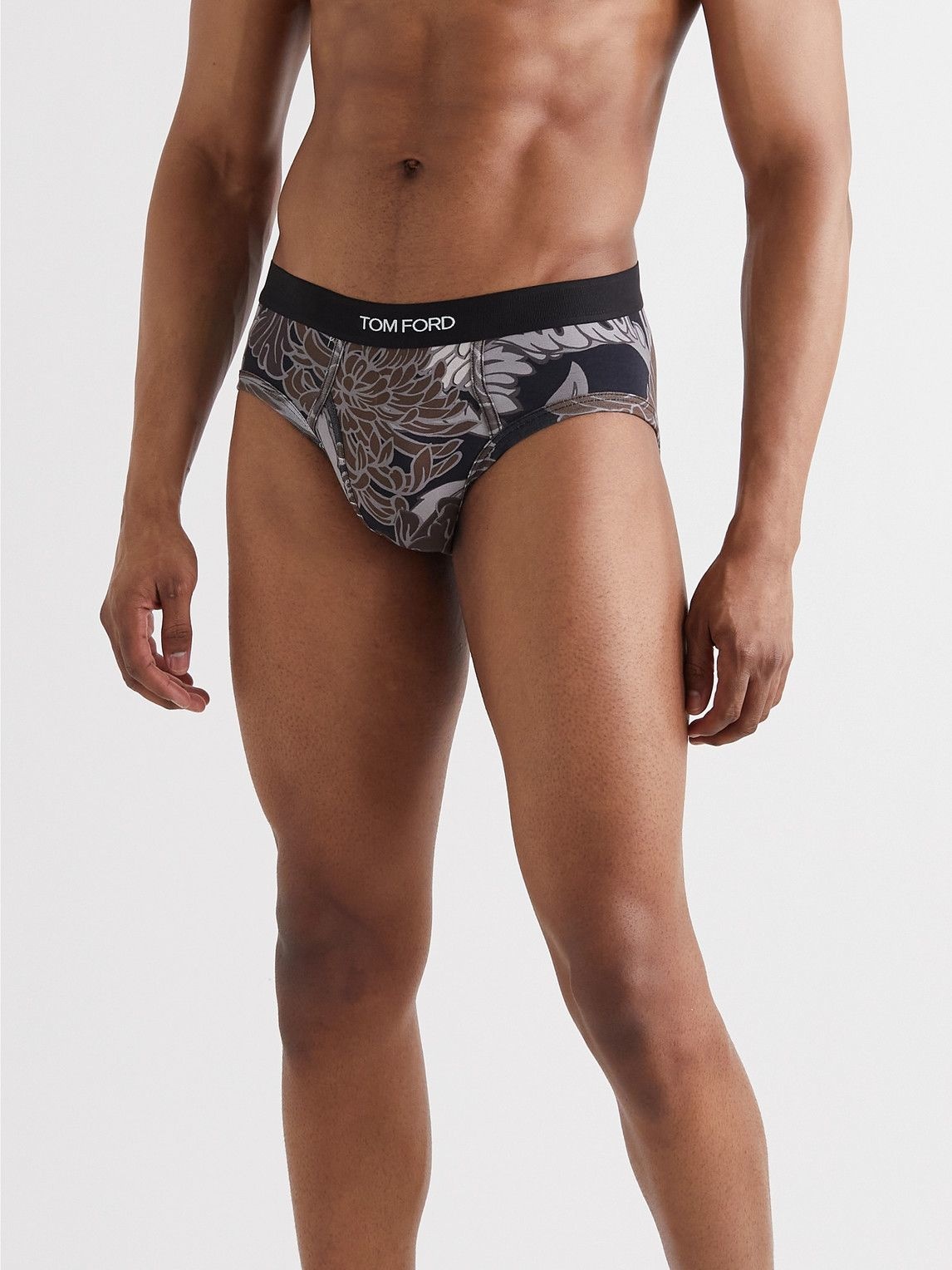 TOM FORD - Floral-Print Stretch-Cotton Jersey Boxer Briefs - Gray TOM FORD