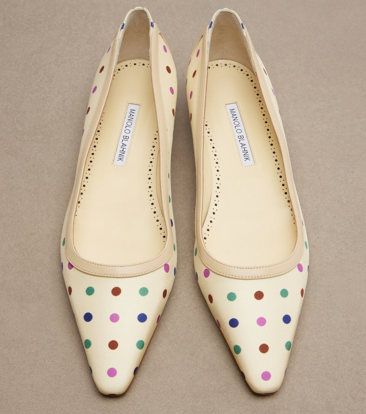 Manolo Blahnik Filotas leather-trimmed polka-dot ballet flats