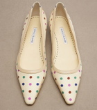 Manolo Blahnik Filotas leather-trimmed polka-dot ballet flats