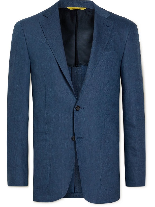 Photo: Canali - Kei Linen and Wool-Blend Suit Jacket - Blue
