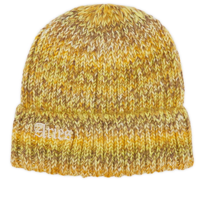 Photo: Aries Women's Rib Knit Space Dye Beanie in Lime 