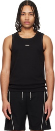 Hugo Black Contrast-Logo Slim-Fit Stretch Cotton Tank Top