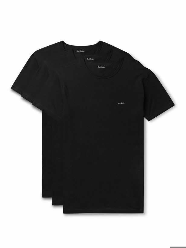 Photo: Paul Smith - Three-Pack Slim-Fit Logo-Print Organic Cotton-Jersey T-Shirts - Black