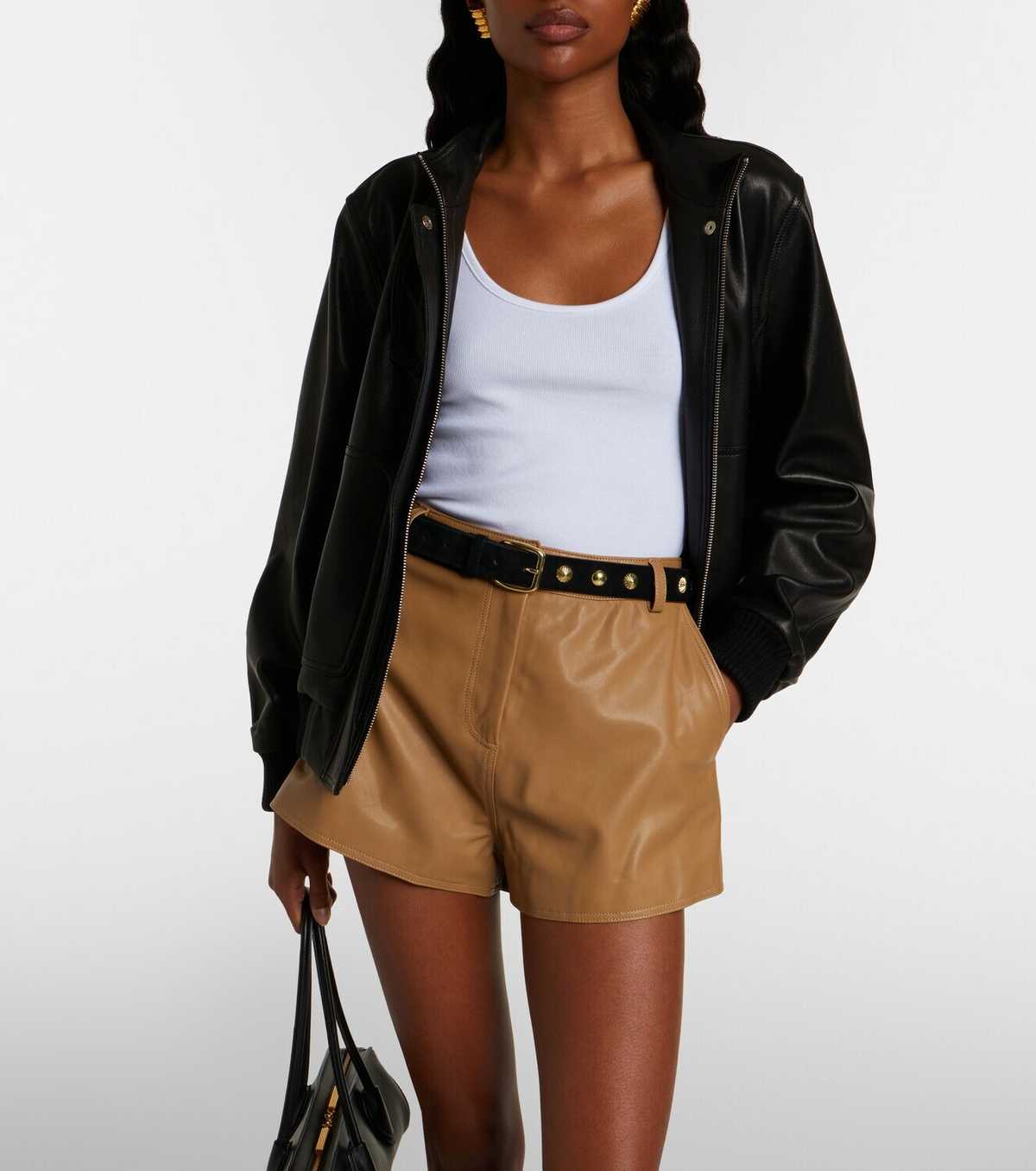 Nour Hammour Leontine leather shorts
