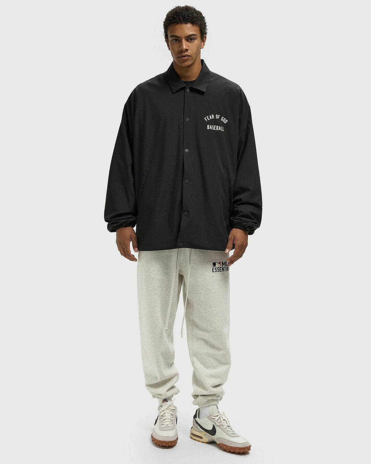 Fear of God Essentials MLB COACHES JACKET Black Mens Overshirt