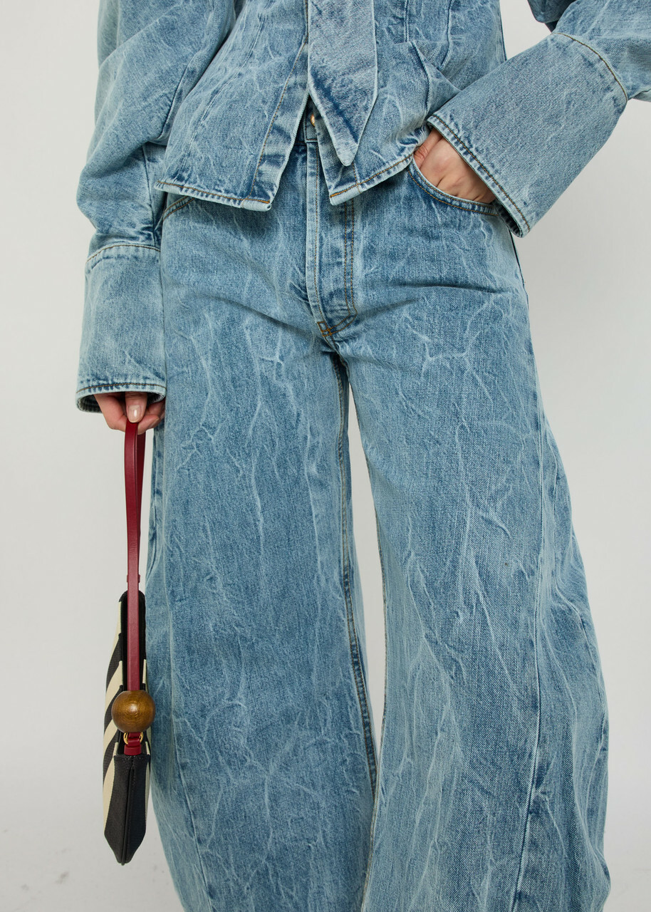 A.W.A.K.E Mode Washed Barrel-leg Jeans Indigo