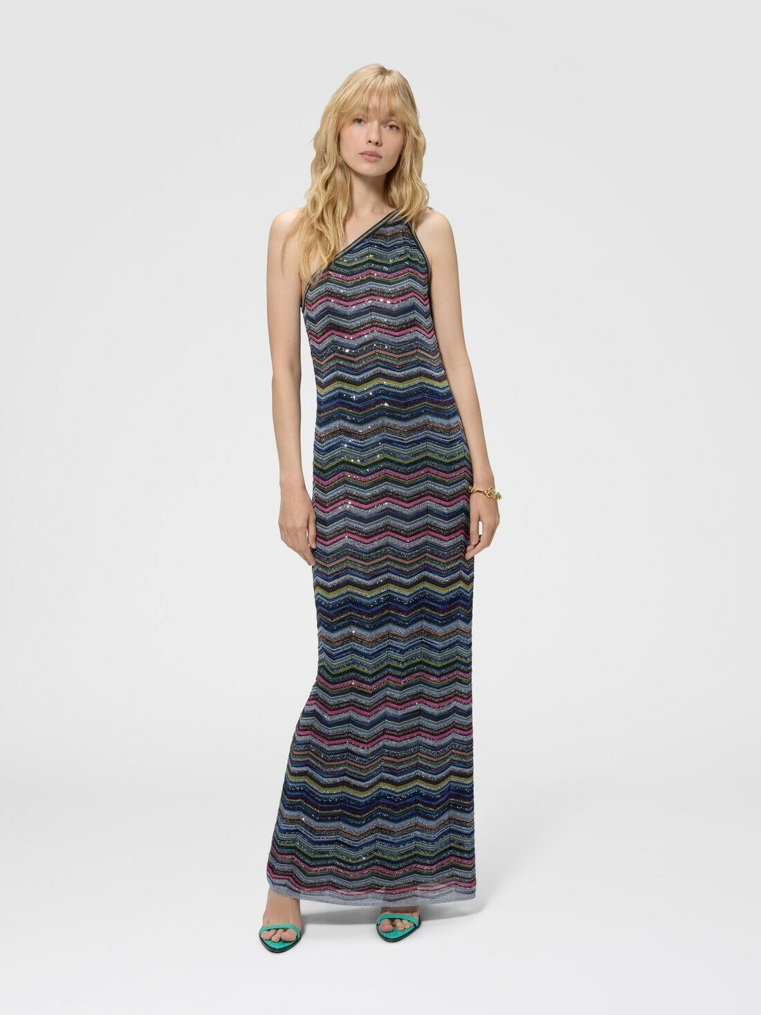 Missoni - One-shoulder long dress with sequins, Women, Multicoloured