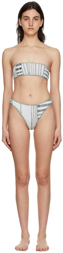 Photo: Luna Del Pinal SSENSE Exclusive White Polyester Stripe Bikini